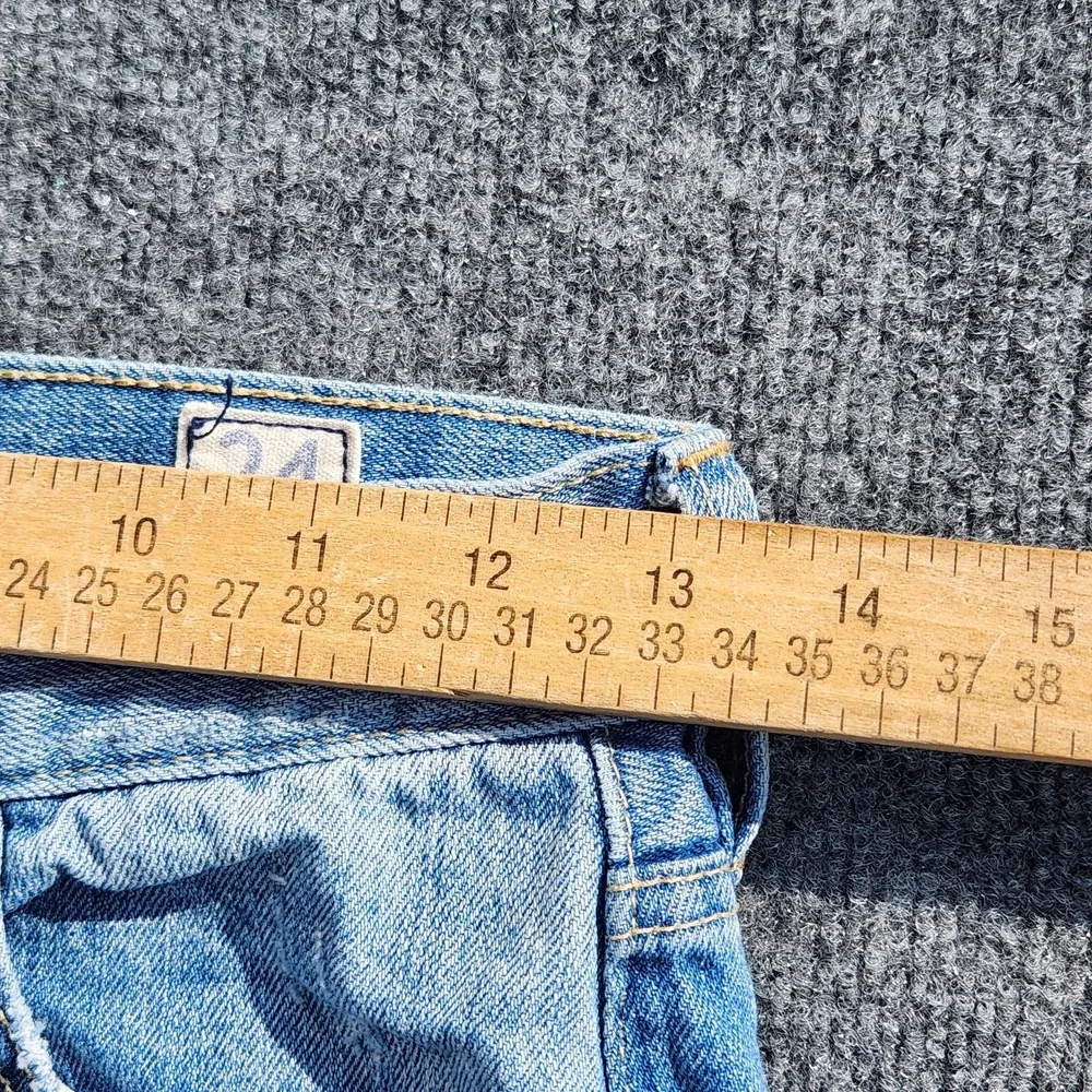 women's We The Free people Distressed Button Fly Jeans raw hem High Rise size 24